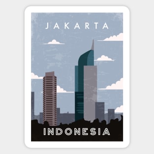 Jakarta, Indonesia. Retro travel poster Sticker